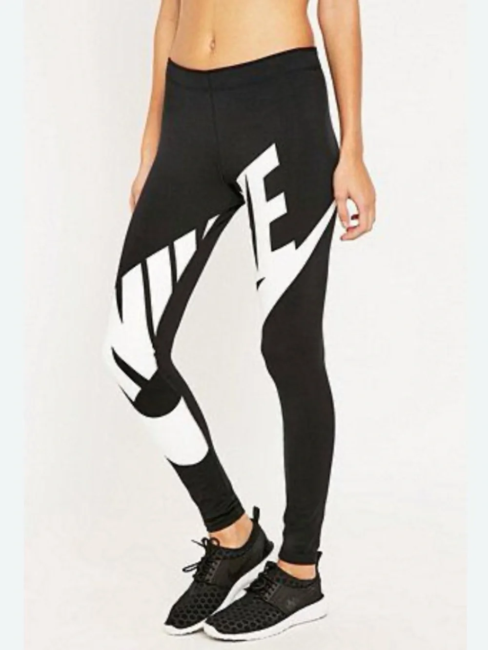 Nike Explode Leg-A-See Leggings Women's Small Black Oversized Logo pre-owned